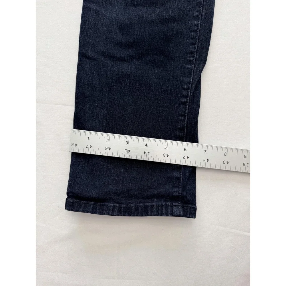 NYDJ Sheri Slim Straight Jeans Womens 10 Blue Dark Wash Mid Rise 32x28.5 Denim